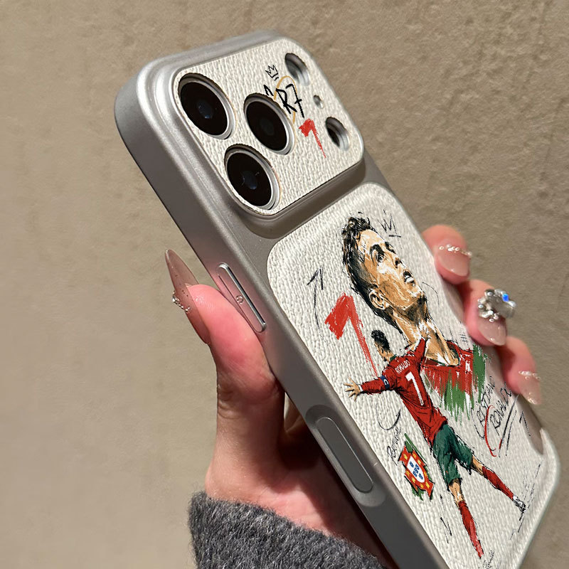 Ốp lưng iPhone Họa tiết da phong cách mạ Bồ Đào Nha số 7 Ronaldo iPhone 17 16 15 14 13 12 11 Pro Max Plus Max