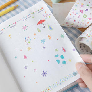 ENWEI 50mm * 2m 1 Cuộn [Dòng tâm trạng đầy màu sắc] Ngôi sao màu chấm bi Candy Swirl Heart Journal Base Trang trí Washi Tape Planner Văn phòng phẩm