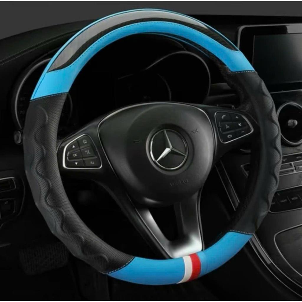 Vô lăng 3 sọc thể thao phối tay cầm vân rồng, chống trơn trượt, bảo vệ và trang trí nội thất xe