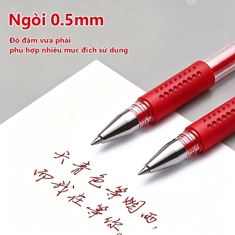 Bút Bi Nước Học Sinh Văn Phòng Viết Mượt Không Lem Combo 20 Bút Ngòi 0.5mm Mực Đen/Xanh/Đỏ
