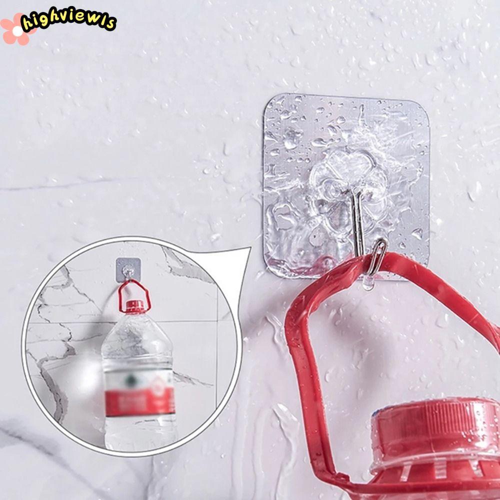 HIGHVIEWLS 1 / 3 Móc tự dính, Móc treo liền mạch không đục lỗ đa năng, Phòng tắm nhà bếp chịu tải nặng trong suốt Móc treo tường chắc chắn