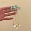 PNPIA- Phong Cách Trung Hoa Ngọc Trai sel Tóc Cho Nữ Men Hoa Vintage Kẹp Tóc Handmade Cô Dâu Thời Trang Phụ Kiện