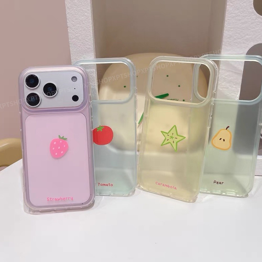 Ốp điện thoại mờ dâu Starfruit Tomato Jelly cho iPhone 17 Pro Max 16 15 Pro Max Vỏ bảo vệ chống sốc