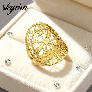SKYRIM Nhẫn Inox Titan La Bàn Có Thể Điều Chỉnh Trang Sức Thời Trang Nữ