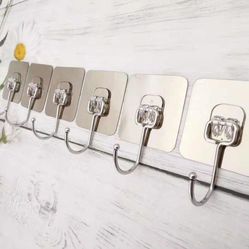 Combo 50 Chiếc móc dính tường đa năng inox màu xám siêu dính Treo Tường