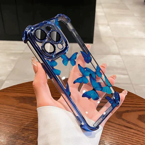 Ốp Lưng Cho Motorola Moto Edge 50 60 70 Fusion 5G G75 G15 G06 G60 G77 G24 G35 Ốp Lưng Thời Trang Mạ Bướm Silicon Trong Suốt Chống Sốc Không Khí Bảo Vệ Góc Chống Va Đập