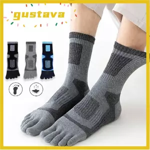 GUSTAVA 1 đôi Tất 5 ngón tay, Tất ngắn thể thao kháng khuẩn thoải mái, Lưới nén thấm mồ hôi dày đến mắt cá chân Tất chạy bóng rổ