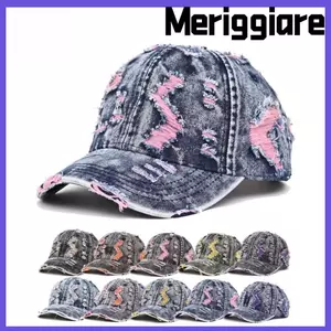 Mũ bóng chày MERIGGIARE, Mũ Denim giặt mùa xuân thu thoáng khí, Mũ mỏ vịt rách đầy màu sắc Hàn Quốc Mũ chống nắng