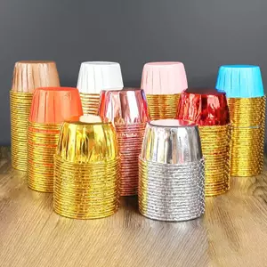 AA 50 Chiếc Nhôm Phim Chất Liệu Muffin Cupcake Cốc Giấy Chống Dầu Cupcake Lót Nướng Khay Hộp Đựng Caissettes Cupcake Bọc Giấy Tiệc Cưới VN