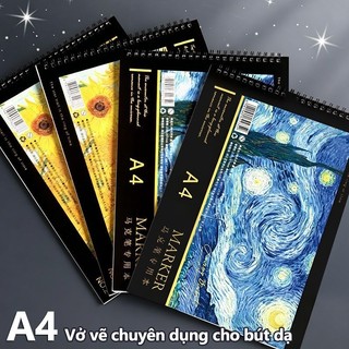Vở Vẽ Giấy Dày Không Thấm Mực Tốt, Sổ Tay Lò Xo Gáy Xoắn, Mỹ Thuật, Sổ Vẽ A4 Chuyên Dùng Vẽ Màu Acrylic
