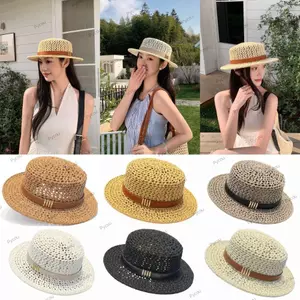 Mũ rơm che nắng PYCOU, Mũ ống hút rộng vành rỗng phong cách cổ điển, Dệt tinh tế Nhẹ tay thủ công tinh tế Dệt tay Mũ rơm phẳng dã ngoại ngoài trời