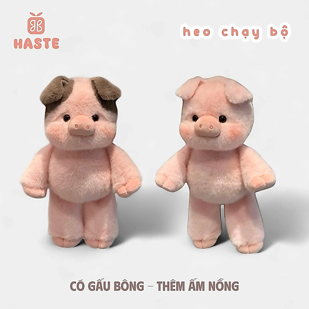 Gấu Thú Bông Heo Hồng Đi Bộ Chân Dài Đốm Tai Nâu Quà Tặng Độc Đáo Lông Xù Siêu Mềm Mịn Siêu Dễ Thương