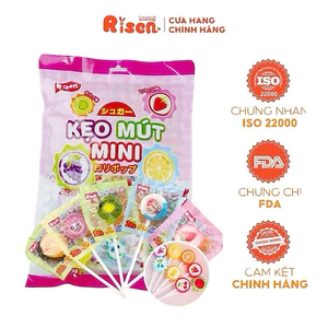{Hot Trend} Gói 50 Chiếc Kẹo Mút MINI Vị Trái Cây Chua Ngọt RISEN Cho Bé Ăn Vặt Siêu Ngon