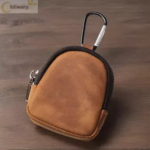 Ví đựng tiền xu EDIWANY, Túi dây kéo nhỏ bằng da thật, kiểu cổ điển có dây kéo không có ví đựng tiền xu Phụ kiện tai nghe