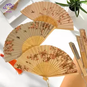 HFTOY 1 Chiếc Quạt Trung Quốc Gấp Tay Quạt Cưới Tay Quạt Tre Di Động Quạt Nhảy Múa Đảng Quạt Trang Trí Ventilador ~