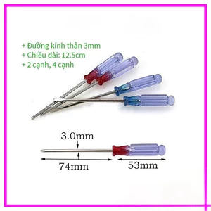 Tua vít nhỏ 3mm 2 cạnh, 4 cạnh cán pha lê trong suốt - tua vít 2 cạnh, tua vít 4 cạnh 3mm-TOOLIX
