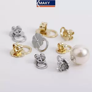 MAKY 2 Chiếc Bông Tai Nâng Cho Đinh Nặng Tai An Toàn Ba Nút Chặn Ngăn Ngừa Bông Tai Nghiêng Hoa Mai Tai Cắm Mũ Trang Sức Làm Phụ Kiện VN