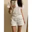Quần Short NICOLOO Dành Cho Nữ, Quần Short Mùa Hè Eo Co Giãn Eo Cao, Thoải Mái Thoáng Khí Một Dây Rộng Chân Trắng Quần Short Mặc Mùa Hè