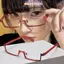 TMOY Y2K Anime Nhật Bản Kính Khung Vuông Nhỏ Cosplay Đỏ Nửa Mặt Kính Không Ống Kính Kim Loại Thời Trang Kính Mắt Hình Chữ Nhật TMOY