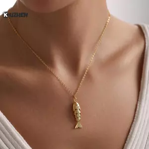 KUZHEN Mới Retro Cá Koi Cá Tính Thời Trang Ánh Sáng Sang Trọng Thép Không Gỉ Mặt Dây Chuyền Nelace Cho Nữ Choker Phụ Kiện Unisex Đảng Quà Tặng HOT