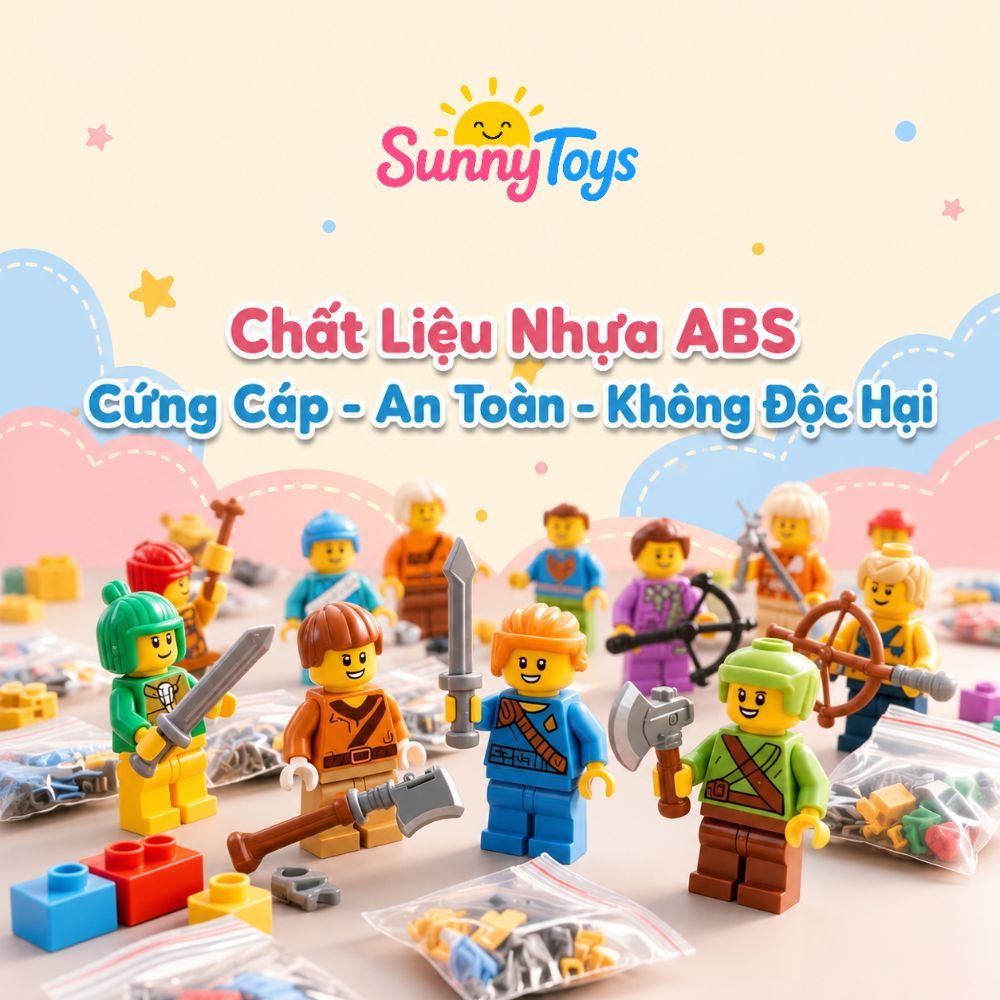 Set Nhân Vật Hoạt Hình Minecraft Lắp Ráp SunnyToys - Mô Hình Mini Phong Cách Khối Vuông Kèm Đế