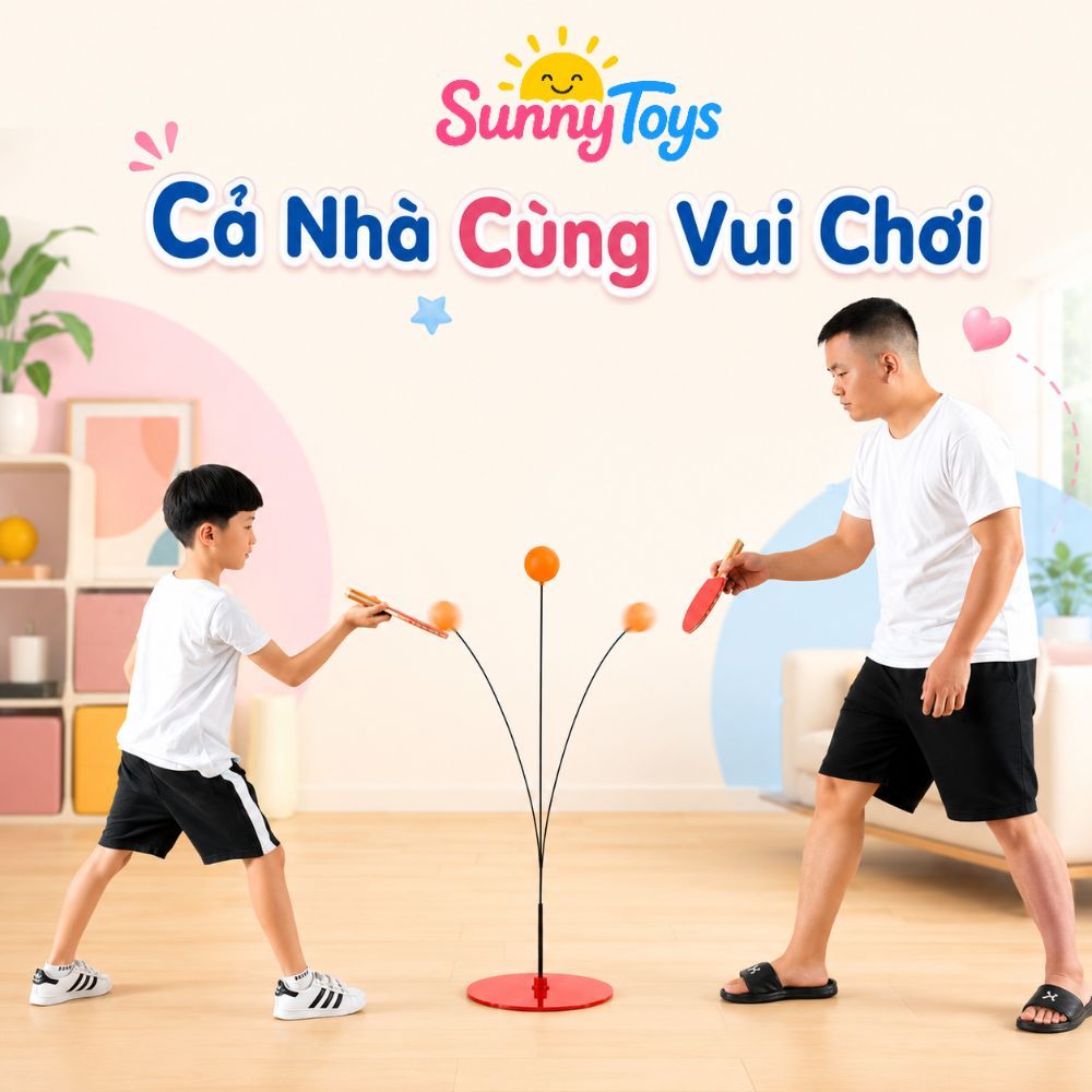 Bộ Bóng Phản Xạ Đế Đứng SunnyToys - Bé Tập Đánh Bóng, Rèn Tay Mắt Và Vận Động Tại Nhà