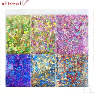 AFTEROF Nail Art Sequins, Hình dạng không đều ánh sáng lấp lánh ba chiều lấp lánh, Kim cương lấp lánh ba chiều Mảnh sáng bóng Trang trí móng tay Mẹo nghệ thuật móng tay