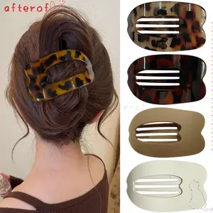 Kẹp Tóc AFTEROF, Vuốt Tóc Acrylic Hình Bầu Dục, Phong Cách Hàn Quốc Da Báo Matte Barrettes Nữ
