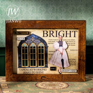 JIANWU Vintage Thời Trang Vòng Tròn Series Retro Nhân Vật Phong Cảnh Chất Liệu Cắt Dán Sổ Lưu Niệm Nhãn Dán Sáng Tạo Tạp Chí Văn Phòng Phẩm