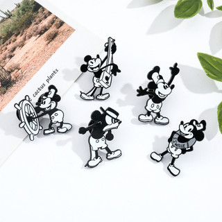 5 Cái / bộ Hoạt Hình Hợp Kim Mickey Trâm Cài Đen Trắng Chuột Mickey Kim Loại Huy Hiệu Quần Áo Túi Trang Trí Pin