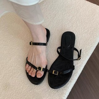 Dép Phong Cách Mới Flip-Flops Nữ Mùa Hè Mặc Ngoài Hàn Quốc Đơn Giản Mỏng Dây Sandal Giày Đi Biển Bằng Phong Cách Kỳ Nghỉ Giày La Mã