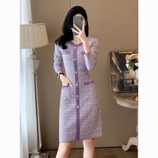 Váy len dài tay phong cách Hàn Quốc, dáng chữ A, tiện lợi cho việc di chuyển