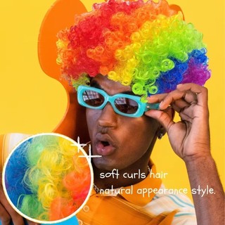 NCE Tóc Giả Chú Hề Lông Tơ Sóng Afro Puff - Trang Phục Vui Nhộn Cho Mọi Giới Tính