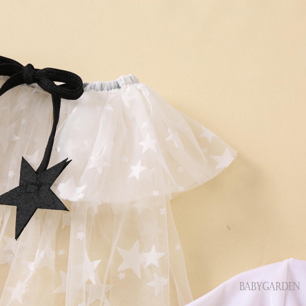 Áo choàng và váy Halloween cho bé gái 1-6 tuổi - Lưới dài tay in hình ngôi sao thường ngày