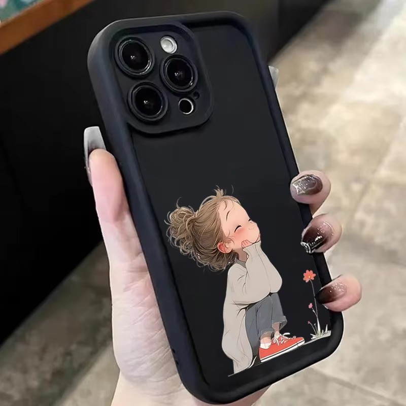 Ốp Lưng Cho Redmi 14C 13C 13 12 12C 4G Redmi Note 14 13 11 12 Pro Plus 5G 12S 11S 10s 10 Pro In Tối Giản Của Một Cô Gái Tức Giận Vỏ Silicon Mềm Chống Sốc