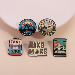 Hike Đi Bộ Đường Dài Men Trâm Cá Tính Sáng Tạo Phong Cảnh Rừng Núi Tuyết Ba Lô Kim Loại Pin Quà Tặng Cho Bạn Bè