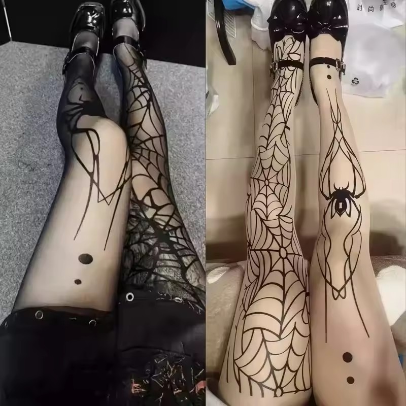 Quần Halloween Spandex siêu căng, thiết kế nhện Gothic, thân thiện với làn da