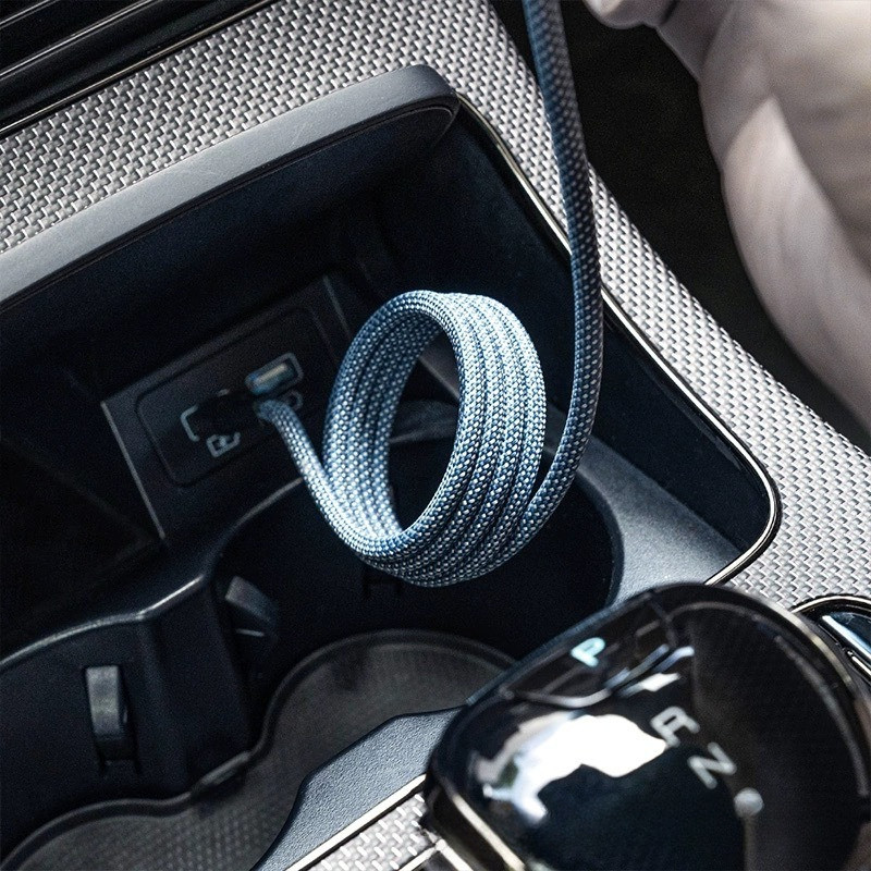 Cáp sạc nhanh 65W type C nam châm mới - Basemo - Tự cuộn gọn gàng - Công suất 100W - Chiều dài 1 mét - Có Carplay
