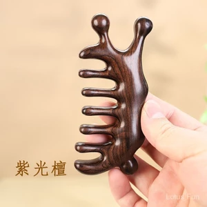 Tử Quang Đàn Gỗ Lớn Kiến Hình Massage Comb Đầu Kinh Lạc Khai Thác Đa Chức Năng Điểm Điểm Rắn Gỗ Không Sơn Trang Chủ Răng Lớn Comb
