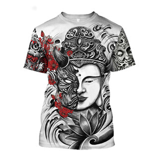 Mới Nhật Bản Samurai Hannya Oni Mặt nạ Rắn Họa Tiết 3D In Áo nam Nữ Áo Sơ Mi Tay Ngắn Quá Khổ Tee Top Kid