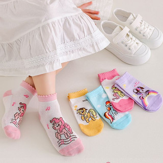 Vớ lưới cotton cho bé gái 5 đôi - Tất hoạt hình Little Pony siêu mỏng thoáng khí mùa hè