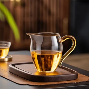 Cốc Hội chợ Thủy Tinh Lớn Cao Borosilicate Dày Trà Thủy Tinh Biển Trong Suốt Chịu Nhiệt Độ Cao Trà Trà Hộp Đựng Trà Kung Fu Bộ 2XBS