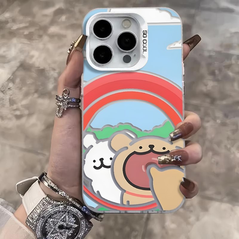 Ốp Lưng iPhone Hình Cặp Đôi Chọc Gương Vui Nhộn - Tương Thích 16/15/14/13/12/11 Pro Max, XS Max, X