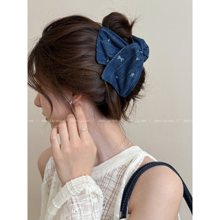 Nơ Denim Shell Kẹp Tóc Nữ