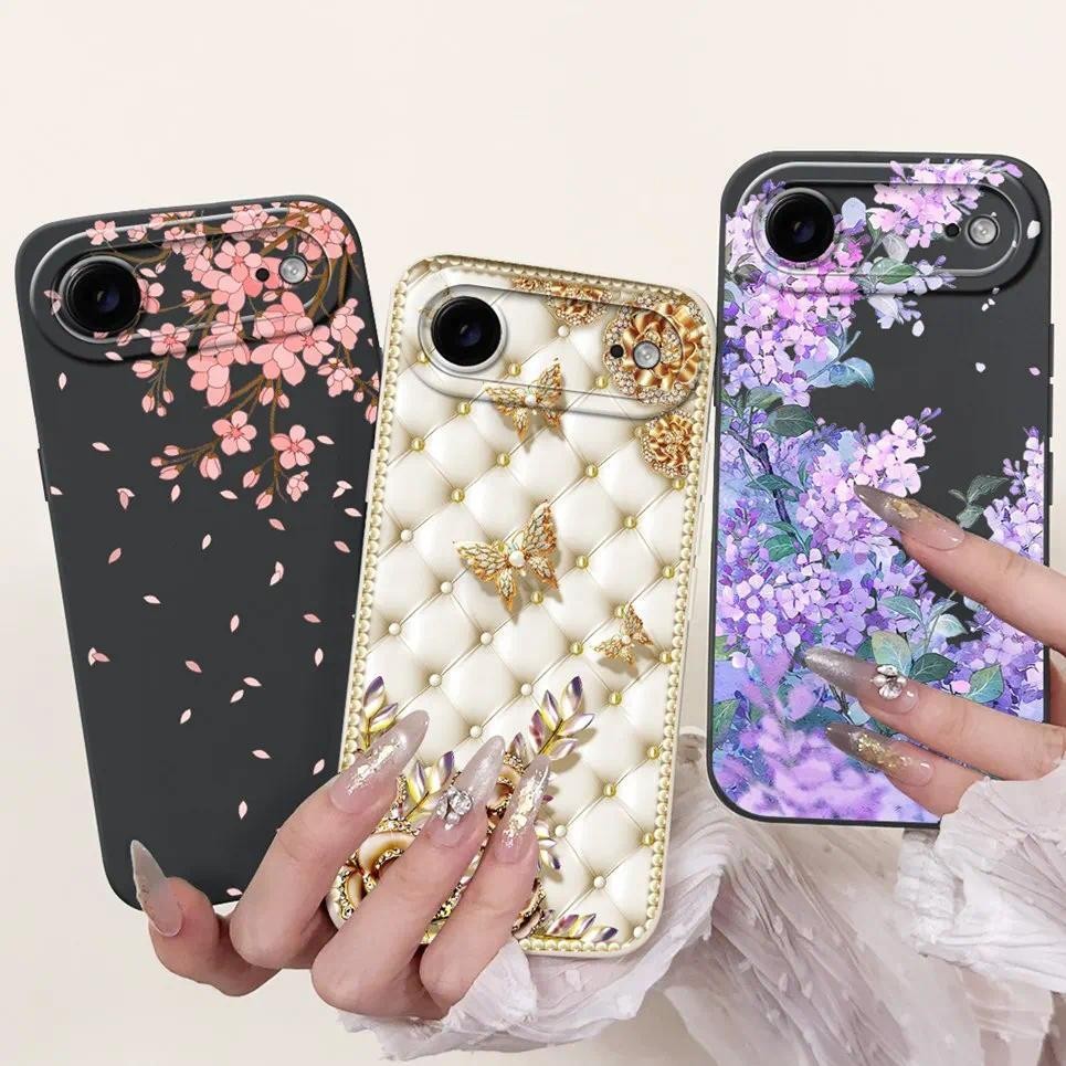 Ốp Họa Tiết Bướm Hoa Nữ Tính Cho iPhone Air / iPhone 17 Air / 17 Slim A3517 A3260 Ốp điện thoại Silicon Mềm