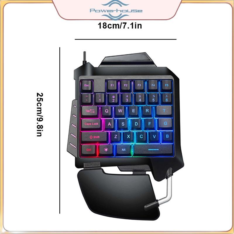 Bàn phím chơi game cơ một tay POWER Bàn phím chơi game di động có đèn nền RGB.