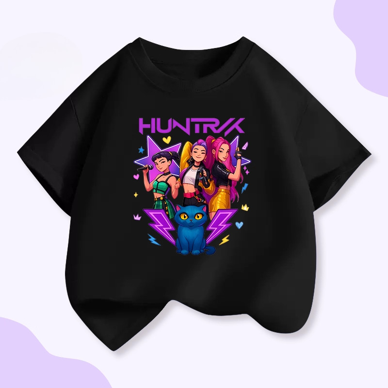 Kpop Demon Hunters Lumi Mila Zoe Hoạt Hình In Hình Trẻ Em Tay Ngắn Cổ Tròn Mùa Hè Áo Sơ Mi Thường Ngày