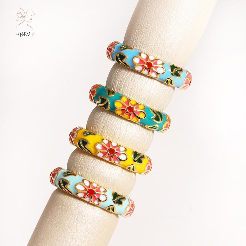 Nhẫn hình học vintage đa màu sắc, phù hợp làm món quà trang sức cho lễ cưới và đính hôn.
