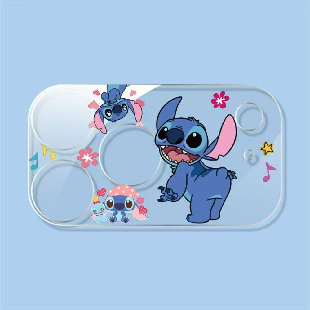 Stitch Dâu Pooh Gấu Điện Thoại Ống Kính Máy Ảnh Bảo Vệ Điện Thoại 17 Pro Max 17Air Camera Kính Cường Lực Trong Suốt