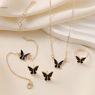 PCWFKef 1 Bộ Thời Trang Tinh Tế Đơn Giản Đa Năng Vòng Cổ Vòng Tay Bông Tai Nhẫn Dành Cho Nữ Cô Gái Tiệc Cưới Bộ Trang Sức Quà Tặng Mới